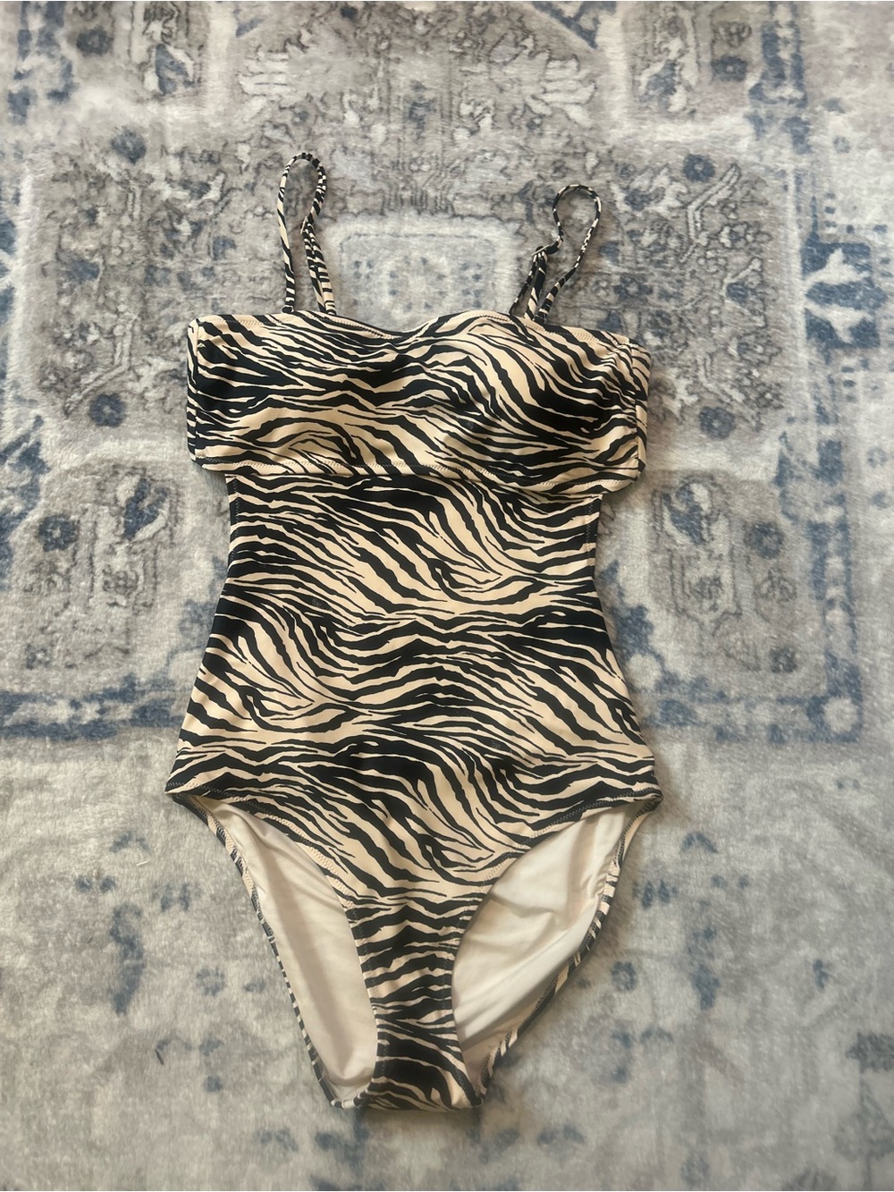 Aerie Zebra Print One-Piece Swimsuit - Black and Cream